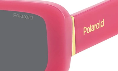 Shop Polaroid 52mm Polarized Rectangular Sunglasses In Fuchsia/ Gray Polarized