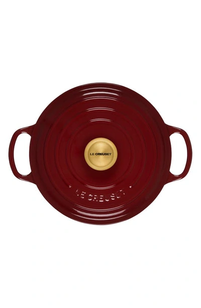 Shop Le Creuset Signature 5 1/2 Quart Round Enamel Cast Iron French/dutch Oven In Rhone