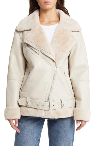 Shop Blanknyc Faux Leather & Faux Fur Moto Jacket In Break The Ice