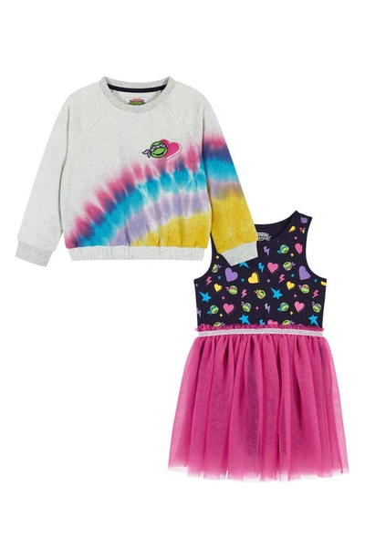 Shop Andy & Evan X Teenage Mutant Ninja Turtles® Sweatshirt & Tutu Tank Dress Set In Pink Multi