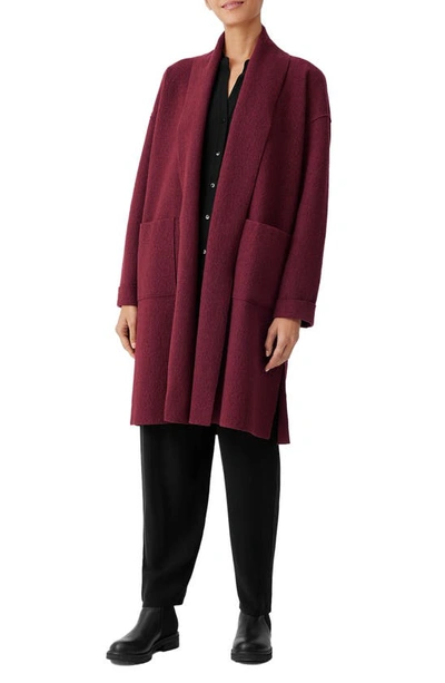 Shop Eileen Fisher Shawl Collar Wool Coat In Red Cedar