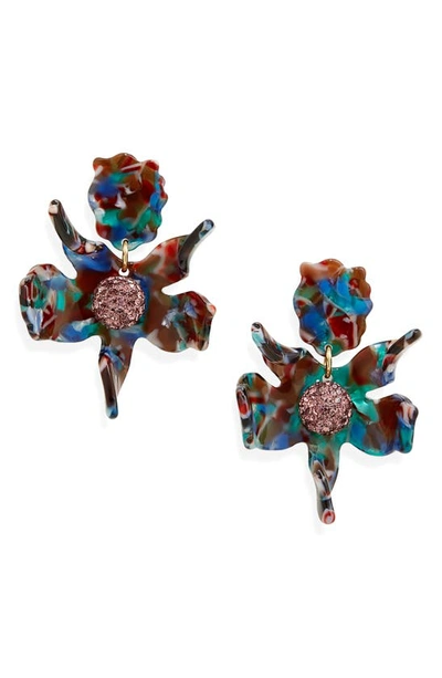 Shop Lele Sadoughi Small Crystal Lily Earrings In Indigo Fields