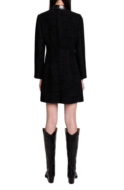 Shop Maje Long Sleeve Tweed Minidress In Black