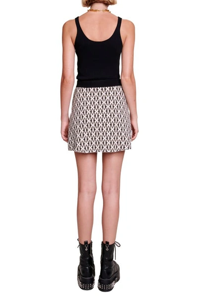 Maje Womens Tricolore Button-embellished Stripe Stretch Cotton-blend Mini Skirt In Ecru Black