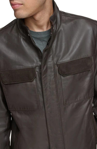 Shop Andrew Marc Venlo Leather Jacket In Brown