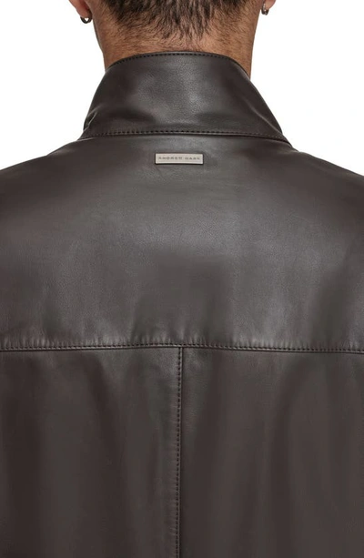 Shop Andrew Marc Venlo Leather Jacket In Brown
