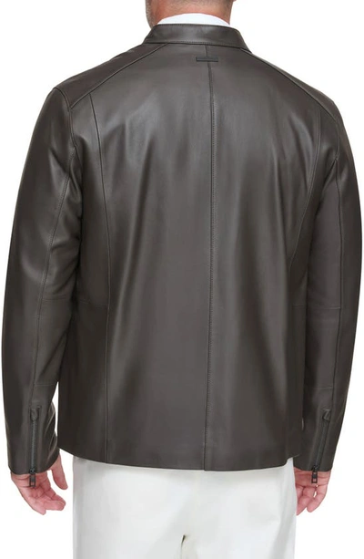 Shop Andrew Marc Corbio Leather Jacket In Espresso