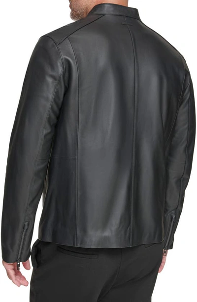 Shop Andrew Marc Corbio Leather Jacket In Black
