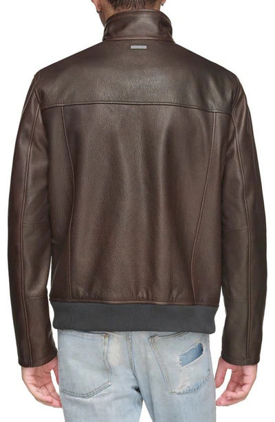 Shop Andrew Marc Lindley Leather Jacket In Chocolate