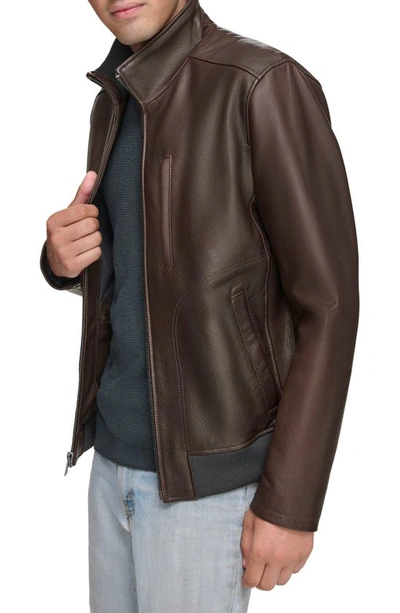 Shop Andrew Marc Lindley Leather Jacket In Chocolate