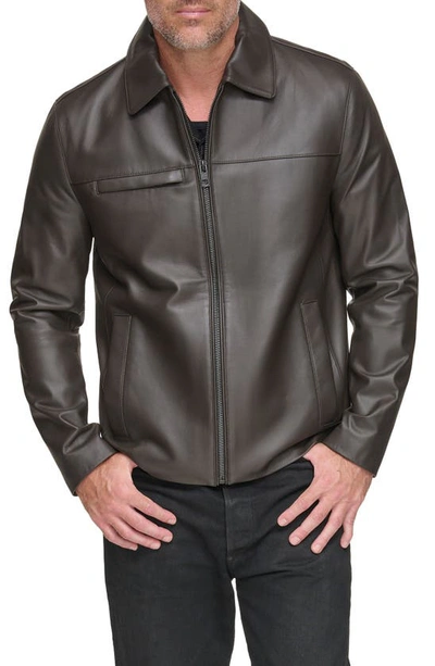 Shop Andrew Marc Damour Lambskin Leather Jacket In Espresso