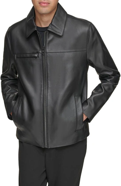 Shop Andrew Marc Damour Lambskin Leather Jacket In Black