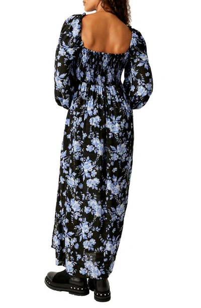 Shop Free People Jaymes Floral Smocked Long Sleeve Maxi Dress In Black Combo