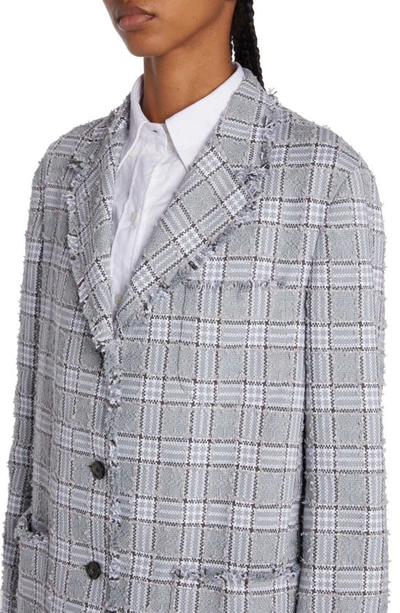 Shop Thom Browne Plaid Oversize Tweed Blazer In Medium Grey
