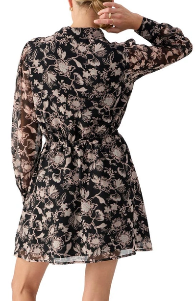 Shop Sanctuary Soft Romance Floral Long Sleeve Shirtdress In Midnight I