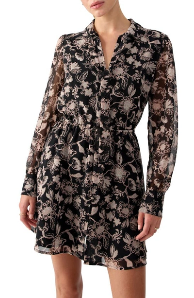 Shop Sanctuary Soft Romance Floral Long Sleeve Shirtdress In Midnight I