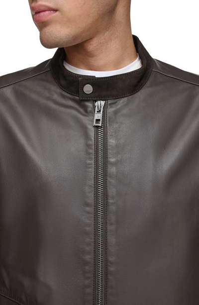 Shop Andrew Marc Varkas Leather Jacket In Brown