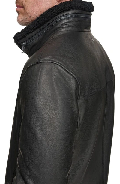 Shop Andrew Marc Brentford Genuine Shearling Jacket In Black