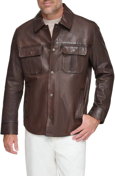 Shop Andrew Marc Mogador Lambskin Leather Jacket In Bourbon