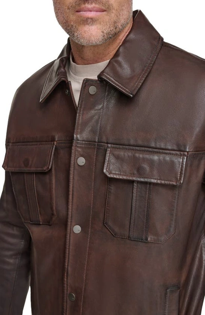 Shop Andrew Marc Mogador Lambskin Leather Jacket In Bourbon