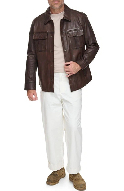 Shop Andrew Marc Mogador Lambskin Leather Jacket In Bourbon
