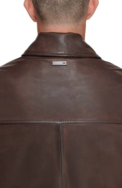 Shop Andrew Marc Mogador Lambskin Leather Jacket In Bourbon
