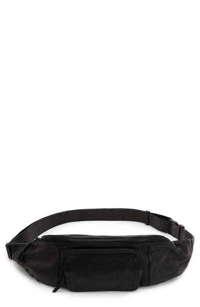 Shop Allsaints Oppose Leather Belt Bag In Black