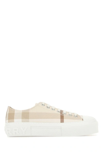 Shop Burberry Woman Embroidered Canvas Sneakers In Multicolor