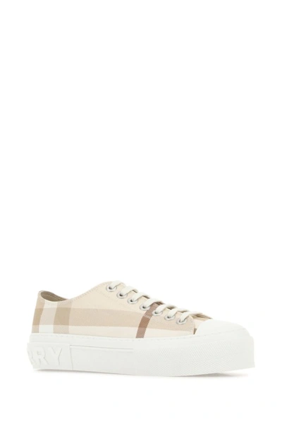 Shop Burberry Woman Embroidered Canvas Sneakers In Multicolor