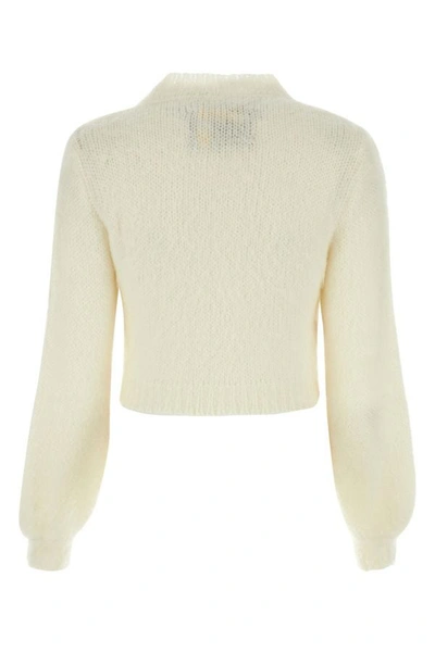 Shop Marni Woman Ivory Acetate Blend Sweater In White