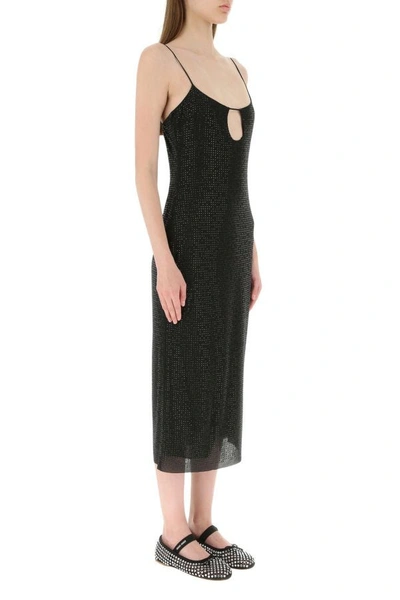 Shop Miu Miu Woman Embellished Crepe Dress In Black
