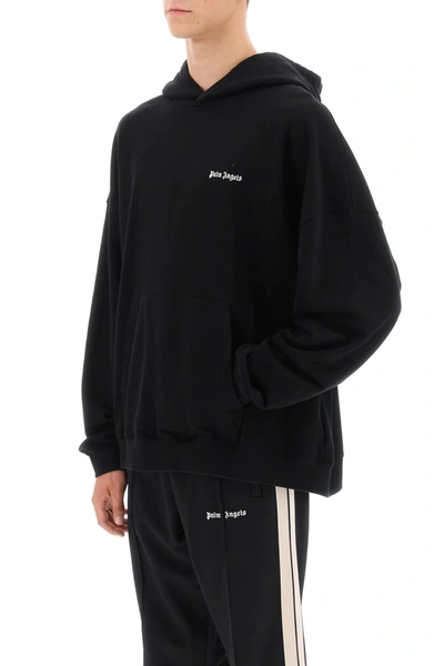 Shop Palm Angels Hoodie With Logo Embroidery Men In Black