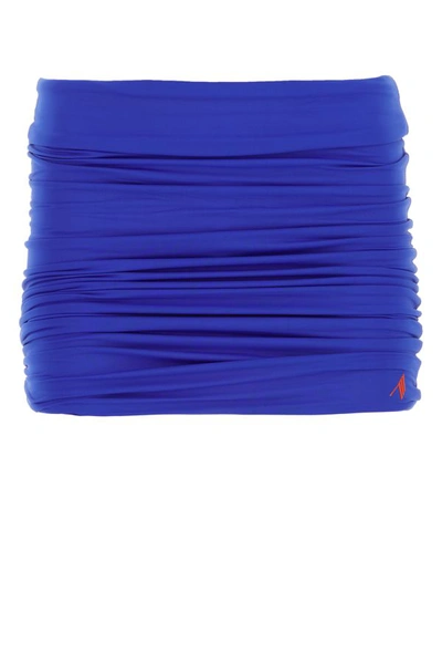 Shop Attico The  Woman Electric Blue Stretch Nylon Mini Skirt