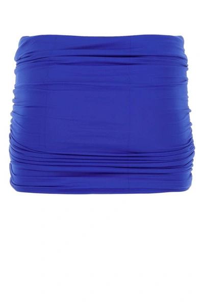 Shop Attico The  Woman Electric Blue Stretch Nylon Mini Skirt