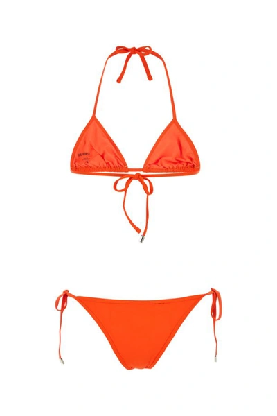 Shop Attico The  Woman Fluo Orange Stretch Nylon Bikini