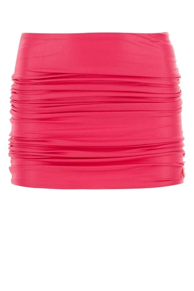 Shop Attico The  Woman Fuchsia Stretch Nylon Mini Skirt In Pink