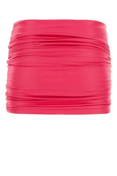 Shop Attico The  Woman Fuchsia Stretch Nylon Mini Skirt In Pink