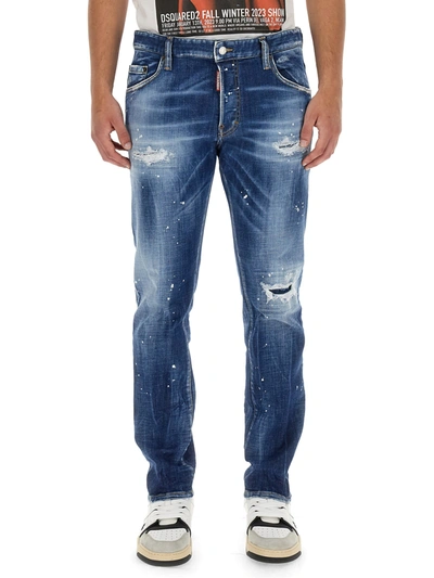 Shop Dsquared2 Patent Leather Effect Jeans In Blu