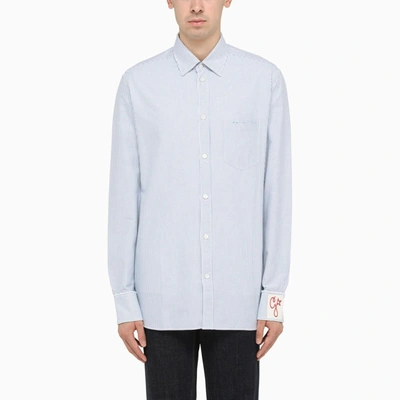 Shop Golden Goose White And Blue Striped Shirt In White-infinity