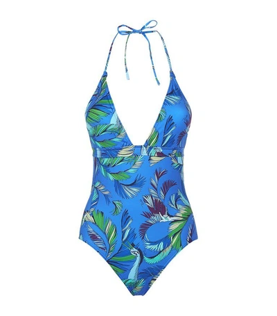 Shop Emilio Pucci Exotic Print Halterneck Swimsuit