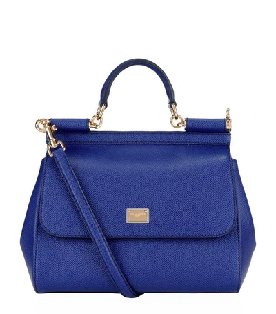 Shop Dolce & Gabbana Medium Sicily Top Handle Bag In Cobalt