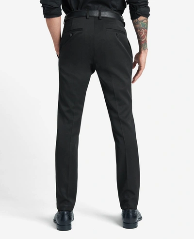 Reaction Kenneth Cole Stretch Urban Heather Slim Fit Flex Waistband Flat Front Dress Pant In Black