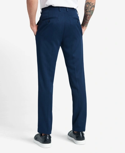 Reaction Kenneth Cole Stretch Urban Heather Slim Fit Flex Waistband Flat Front Dress Pant In Blue