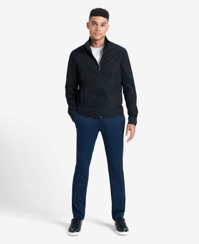 Reaction Kenneth Cole Stretch Urban Heather Slim Fit Flex Waistband Flat Front Dress Pant In Blue