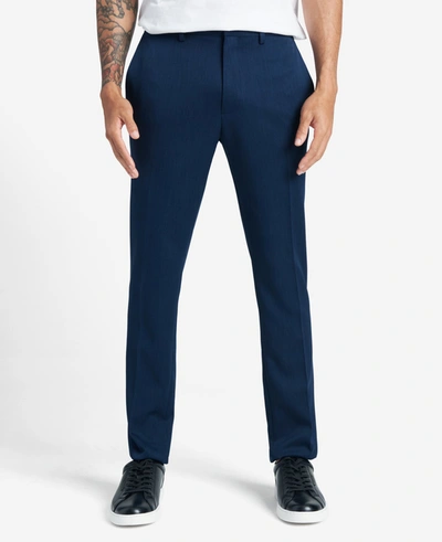 Reaction Kenneth Cole Stretch Urban Heather Slim Fit Flex Waistband Flat Front Dress Pant In Blue