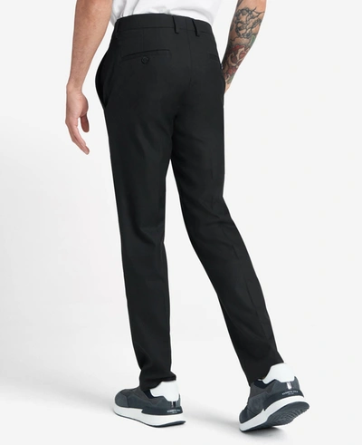 Reaction Kenneth Cole Premium Stretch Twill Slim Fit Flex Waistband Flat Front Dress Pant In Black