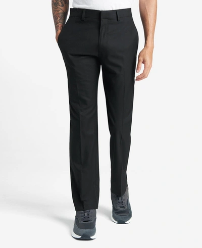 Reaction Kenneth Cole Premium Stretch Twill Slim Fit Flex Waistband Flat Front Dress Pant In Black