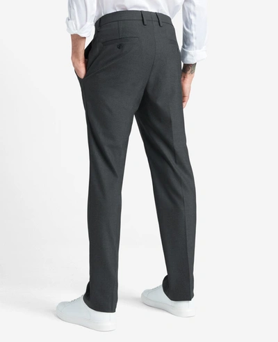 Reaction Kenneth Cole Premium Stretch Twill Slim Fit Flex Waistband Flat Front Dress Pant In Dk. Htr. Grey