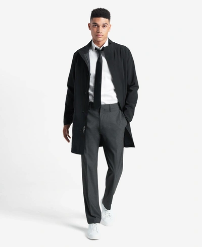 Reaction Kenneth Cole Premium Stretch Twill Slim Fit Flex Waistband Flat Front Dress Pant In Dk. Htr. Grey