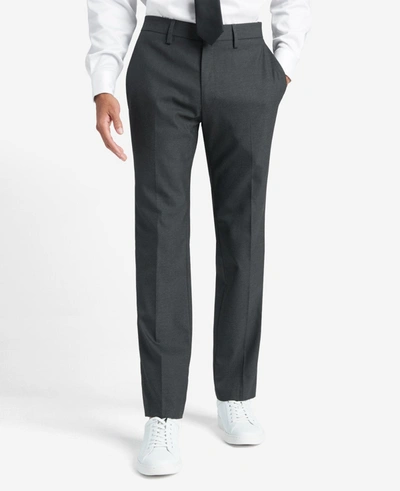 Reaction Kenneth Cole Premium Stretch Twill Slim Fit Flex Waistband Flat Front Dress Pant In Dk. Htr. Grey